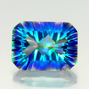 10.29 ct Multicolor Mystic Quartz Gemstone, Mystic Quartz Gem in Octagon Concave Cut Shape for Sale.