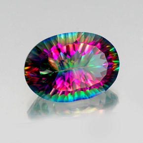 12.84 ct Multicolor Mystic Quartz Stone, Natural Mystic Quartz in Oval Concave Cut Shape for Sale