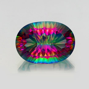 13.63 ct Multicolor Mystic Quartz Gemstone, Mystic Quartz Gem in Oval Concave Cut Shape for Sale.