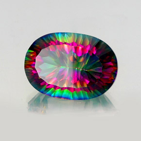 13.63 ct Multicolor Mystic Quartz Stone, Natural Mystic Quartz in Oval Concave Cut Shape for Sale