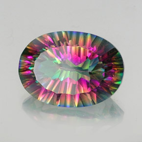 12.67 ct Multicolor Mystic Quartz Stone, Natural Mystic Quartz in Oval Concave Cut Shape for Sale