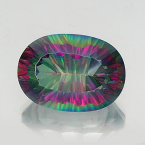 14.13 ct Multicolor Mystic Quartz Gemstone, Mystic Quartz Gem in Oval Concave Cut Shape for Sale.