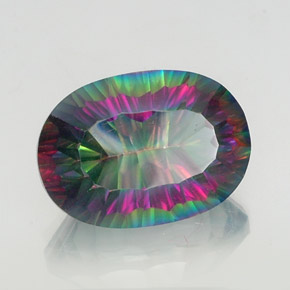 14.13 ct Multicolor Mystic Quartz Stone, Natural Mystic Quartz in Oval Concave Cut Shape for Sale