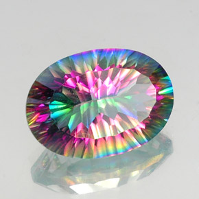 11.83 ct Multicolor Mystic Quartz Stone, Natural Mystic Quartz in Oval Concave Cut Shape for Sale