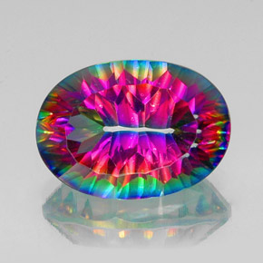 13.28 ct Multicolor Mystic Quartz Gemstone, Mystic Quartz Gem in Oval Concave Cut Shape for Sale.
