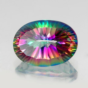 13.16 ct Multicolor Mystic Quartz Stone, Natural Mystic Quartz in Oval Concave Cut Shape for Sale