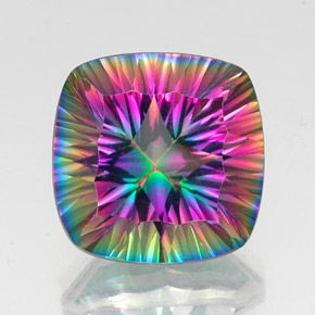 15.58 ct Multicolor Mystic Quartz Gemstone, Mystic Quartz Gem in Cushion Concave Cut Shape for Sale.