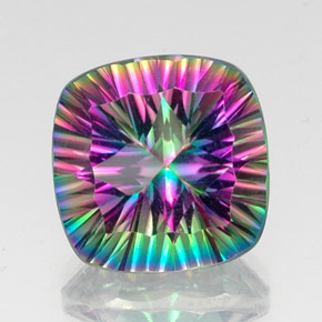 15.13 ct Multicolor Mystic Quartz Gemstone, Mystic Quartz Gem in Cushion Concave Cut Shape for Sale.