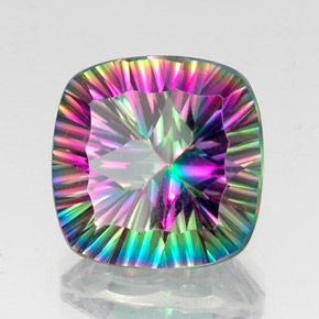 15.13 ct Multicolor Mystic Quartz Stone, Natural Mystic Quartz in Cushion Concave Cut Shape for Sale