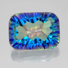 10.14 ct Multicolor Mystic Quartz Gemstone, Mystic Quartz Gem in Octagon Concave Cut Shape for Sale.