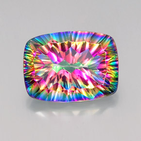18.37 ct Multicolor Mystic Quartz Gemstone, Mystic Quartz Gem in Cushion Concave Cut Shape for Sale.