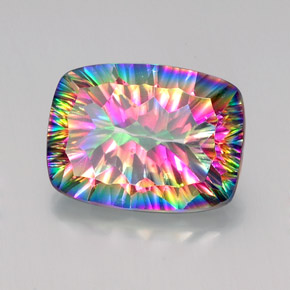 18.37 ct Multicolor Mystic Quartz Stone, Natural Mystic Quartz in Cushion Concave Cut Shape for Sale