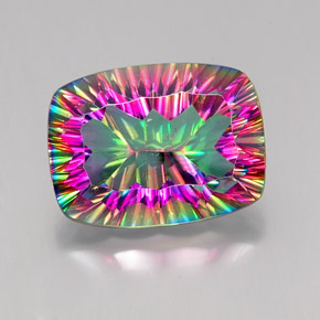 19.28 ct Multicolor Mystic Quartz Gemstone, Mystic Quartz Gem in Cushion Concave Cut Shape for Sale.