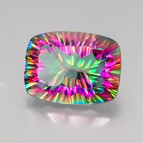 19.28 ct Multicolor Mystic Quartz Stone, Natural Mystic Quartz in Cushion Concave Cut Shape for Sale