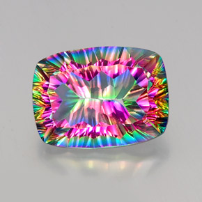 20.52 ct Multicolor Mystic Quartz Gemstone, Mystic Quartz Gem in Cushion Concave Cut Shape for Sale.