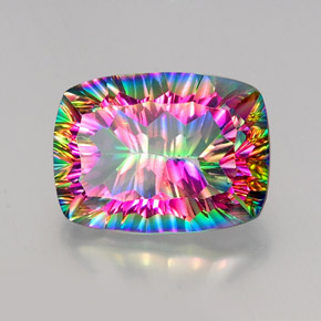 20.52 ct Multicolor Mystic Quartz Stone, Natural Mystic Quartz in Cushion Concave Cut Shape for Sale