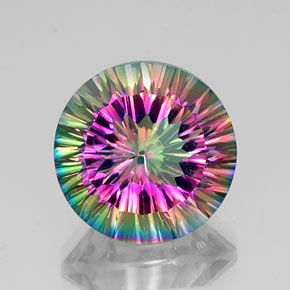 11.14 ct Multicolor Mystic Quartz Gemstone, Mystic Quartz Gem in Round Concave Cut Shape for Sale.