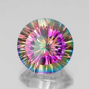11.14 ct Multicolor Mystic Quartz Stone, Natural Mystic Quartz in Round Concave Cut Shape for Sale