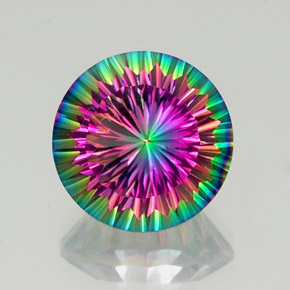 11.54 ct Multicolor Mystic Quartz Gemstone, Mystic Quartz Gem in Round Concave Cut Shape for Sale.