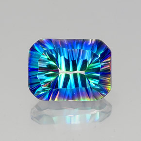 11.02 ct Multicolor Mystic Quartz Gemstone, Mystic Quartz Gem in Octagon Concave Cut Shape for Sale.
