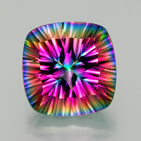 15.67 ct Multicolor Mystic Quartz Gemstone, Mystic Quartz Gem in Cushion Concave Cut Shape for Sale.