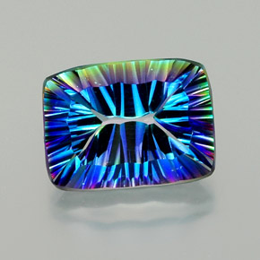 10.34 ct Multicolor Mystic Quartz Gemstone, Mystic Quartz Gem in Baguette Concave Cut Shape for Sale.