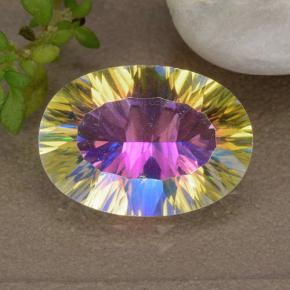 4.35 ct Multicolor Mystic Quartz Gemstone, Mystic Quartz Gem in Oval Concave Cut Shape for Sale.
