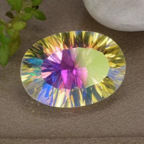 4.35 ct Multicolor Mystic Quartz Stone, Natural Mystic Quartz in Oval Concave Cut Shape for Sale