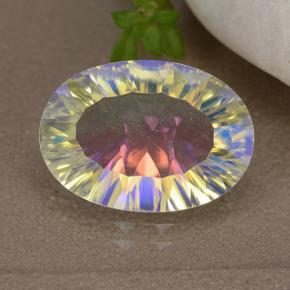 4.64 ct Multicolor Mystic Quartz Gemstone, Mystic Quartz Gem in Oval Concave Cut Shape for Sale.