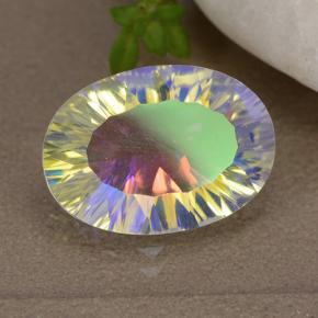 4.64 ct Multicolor Mystic Quartz Stone, Natural Mystic Quartz in Oval Concave Cut Shape for Sale