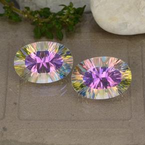 10.37 ctw Multicolor Mystic Quartz Gemstones, Mystic Quartz Gems in Oval Concave Cut Shape for Sale.