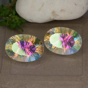 10.62 ctw Multicolor Mystic Quartz Stones, Natural Mystic Quartz in Oval Concave Cut Shape for Sale