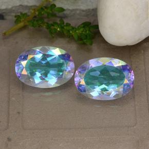 9.59 ctw Multicolor Mystic Quartz Gemstones, Mystic Quartz Gems in Oval Facet Shape for Sale.