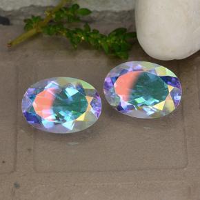 9.59 ctw Multicolor Mystic Quartz Stones, Natural Mystic Quartz in Oval Facet Shape for Sale