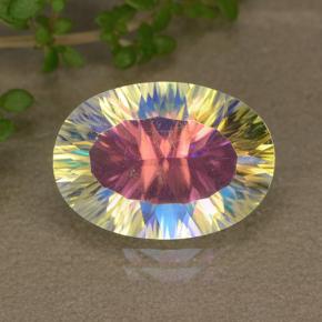 5.02 ct Multicolor Mystic Quartz Gemstone, Mystic Quartz Gem in Oval Concave Cut Shape for Sale.