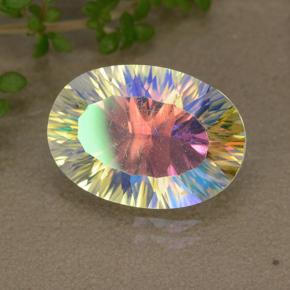 5.02 ct Multicolor Mystic Quartz Stone, Natural Mystic Quartz in Oval Concave Cut Shape for Sale