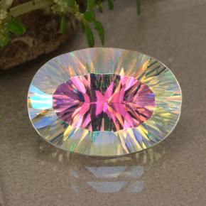 5.04 ct Multicolor Mystic Quartz Gemstone, Mystic Quartz Gem in Oval Concave Cut Shape for Sale.