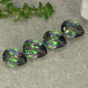 3.68 ctw Multicolor Mystic Quartz Stones, Natural Mystic Quartz in Pear Facet Shape for Sale