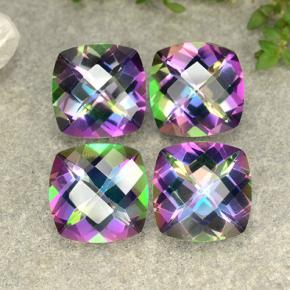 7.33 ctw Multicolor Mystic Quartz Gemstones, Mystic Quartz Gems in Cushion Checkerboard Shape for Sale.