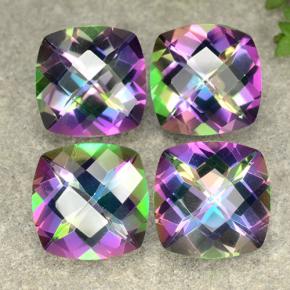 7.33 ctw Multicolor Mystic Quartz Stones, Natural Mystic Quartz in Cushion Checkerboard Shape for Sale