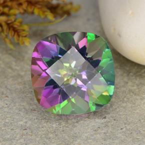 2.74 ct Multicolor Mystic Quartz Gemstone, Mystic Quartz Gem in Cushion Checkerboard Shape for Sale.