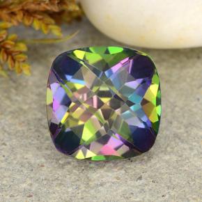 2.43 ct Multicolor Mystic Quartz Gemstone, Mystic Quartz Gem in Cushion Checkerboard Shape for Sale.