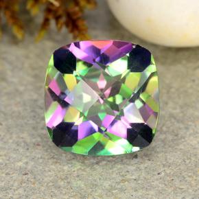 2.02 ct Multicolor Mystic Quartz Gemstone, Mystic Quartz Gem in Cushion Checkerboard Shape for Sale.