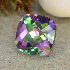 2.02 ct Multicolor Mystic Quartz Stone, Natural Mystic Quartz in Cushion Checkerboard Shape for Sale