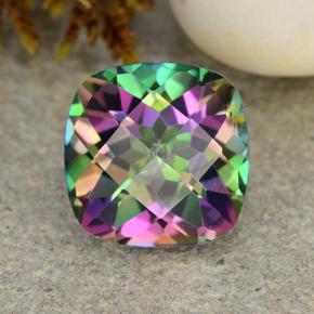 2.09 ct Multicolor Mystic Quartz Gemstone, Mystic Quartz Gem in Cushion Checkerboard Shape for Sale.