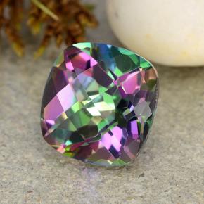 2.09 ct Multicolor Mystic Quartz Stone, Natural Mystic Quartz in Cushion Checkerboard Shape for Sale