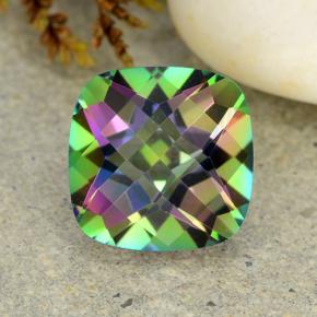 2.02 ct Multicolor Mystic Quartz Gemstone, Mystic Quartz Gem in Cushion Checkerboard Shape for Sale.
