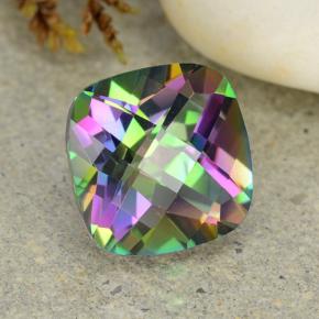 2.02 ct Multicolor Mystic Quartz Stone, Natural Mystic Quartz in Cushion Checkerboard Shape for Sale