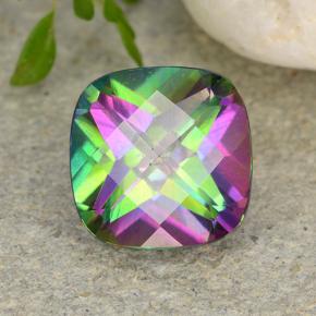 2.58 ct Multicolor Mystic Quartz Gemstone, Mystic Quartz Gem in Cushion Checkerboard Shape for Sale.
