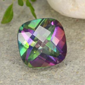 2.58 ct Multicolor Mystic Quartz Stone, Natural Mystic Quartz in Cushion Checkerboard Shape for Sale